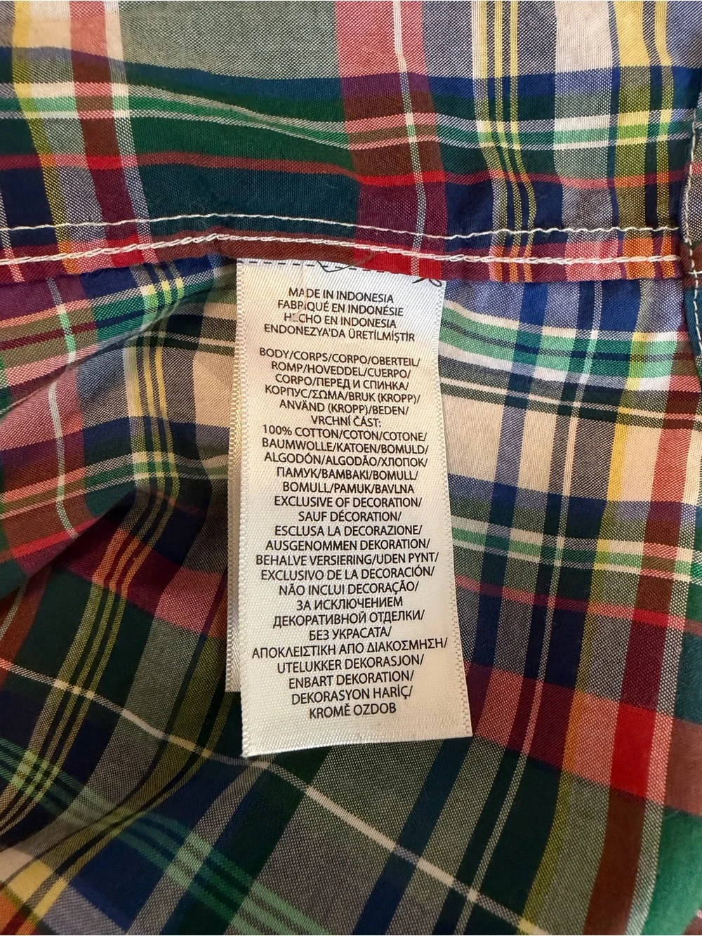 Ralph Lauren Button Down Shirt Boy L/G 14-15 Multicolor Plaid Pony Logo